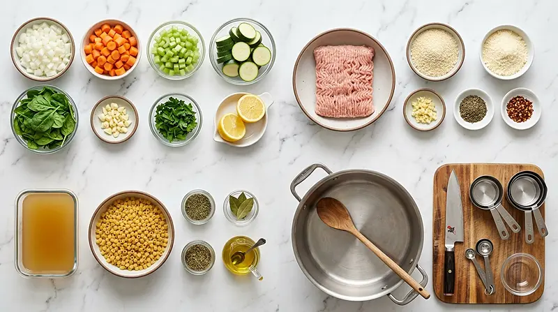 SUMMER MINESTRONE WITH TURKEY MEATBALLS Ingredients