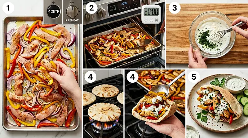Sheet Pan Chicken Pitas with Herby Ranch Recipe 3 Sheet Pan Chicken Pitas with Herby Ranch Recipe Instructions