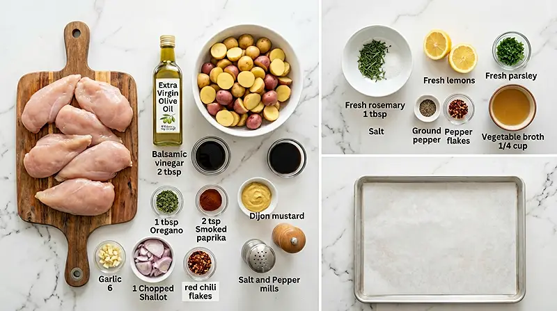 Sheet Pan Lemon Balsamic Chicken and Potatoes 2 Sheet Pan Lemon Balsamic Chicken and Potatoes Ingredients