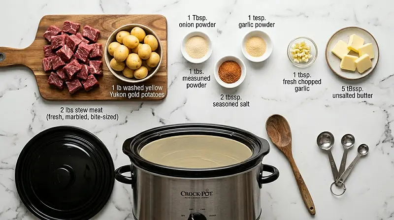 Slow Cooker Garlic Butter Beef Bites Ingredients