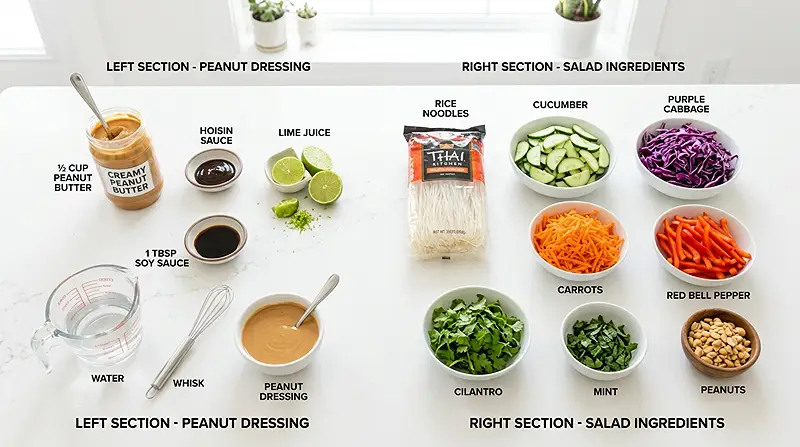 Spring Roll Salad with Peanut Dressing 2 Spring Roll Salad with Peanut Dressing Ingredients