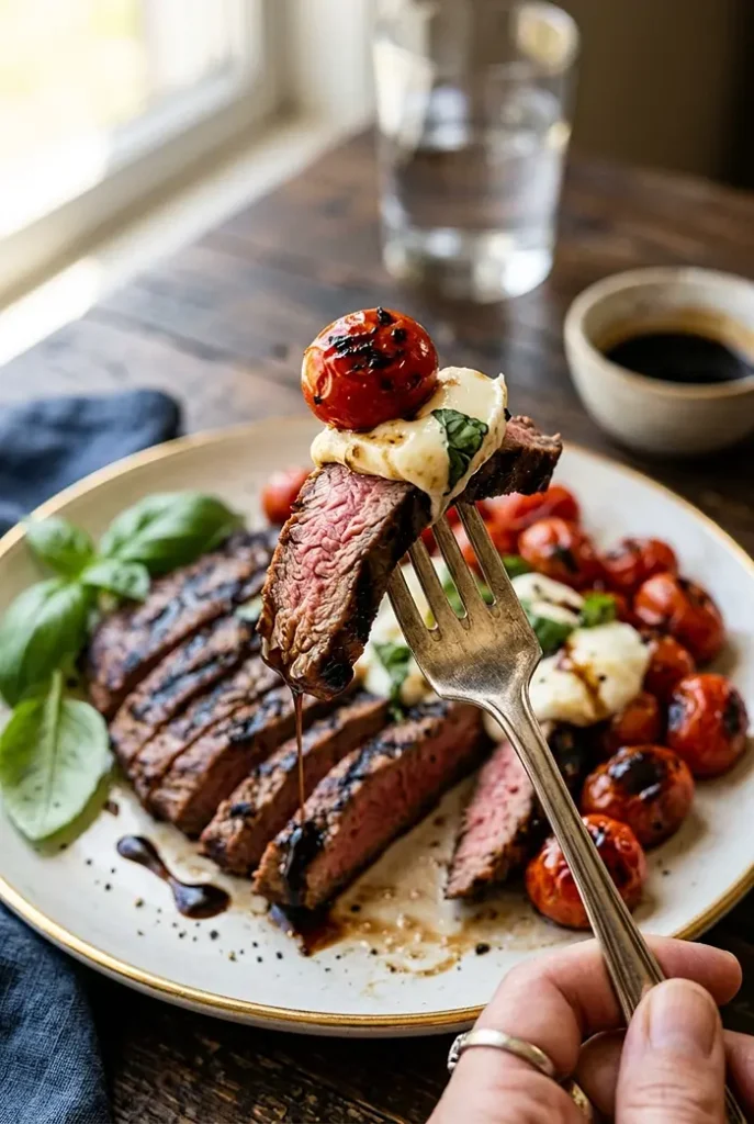 Balsamic Grilled Flank Steak Caprese 4 Steak Caprese Salad