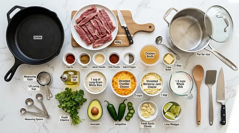 Steak Queso Rice Ingredients