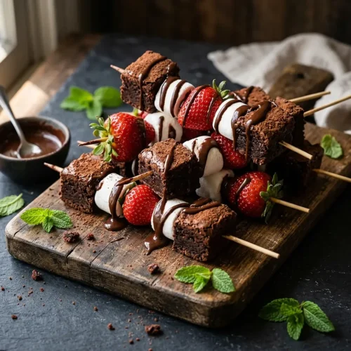 Strawberry Brownie Kabobs 6 Strawberry Brownie Kabobs