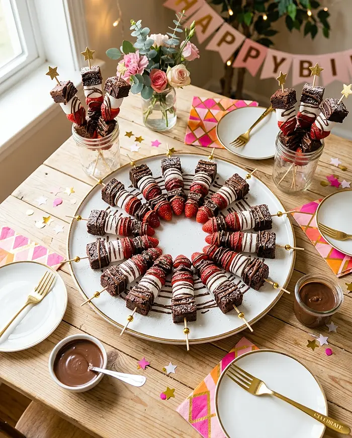 Strawberry Brownie Kabobs 5 Strawberry Brownie Kabobs Snacks