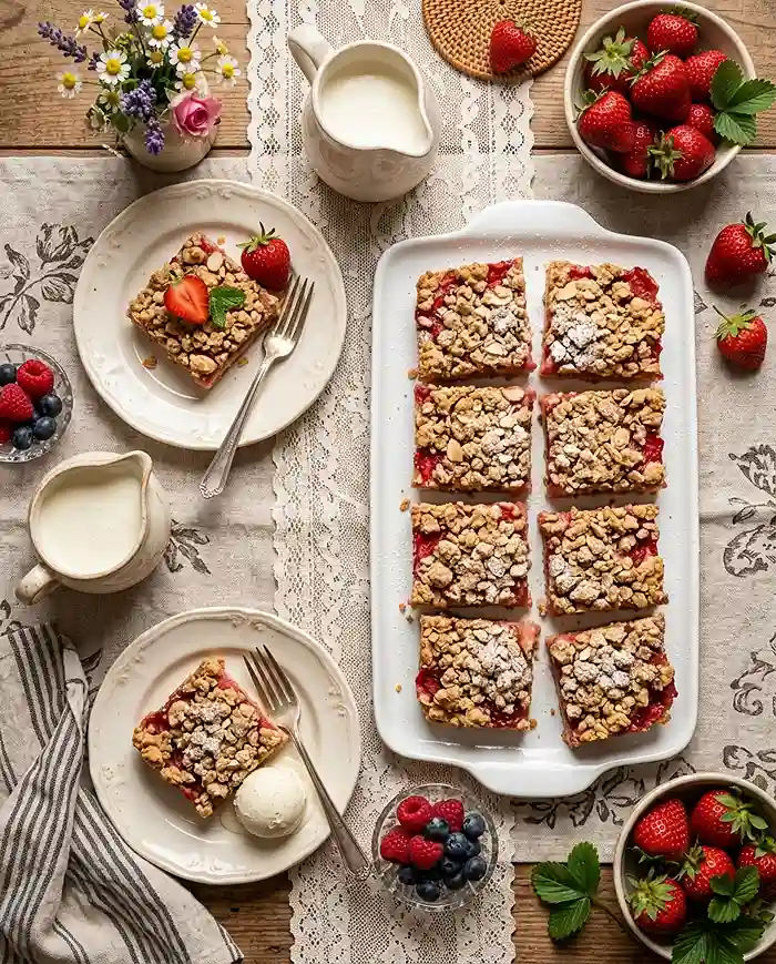Strawberry Oatmeal Crumble Bars Dessert