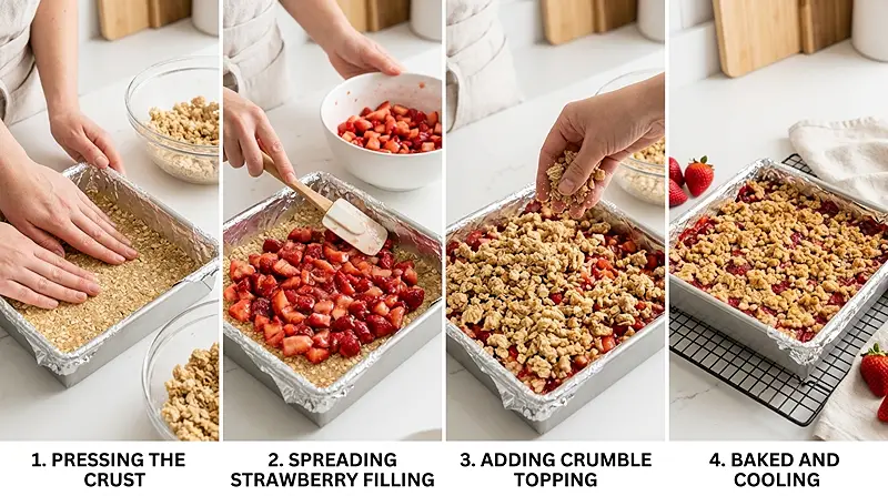 Strawberry Oatmeal Crumble Bars Instructions