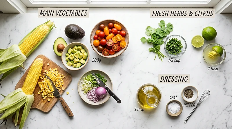 Summer Corn Salad with Avocado 2 Summer Corn Salad with Avocado Ingredients