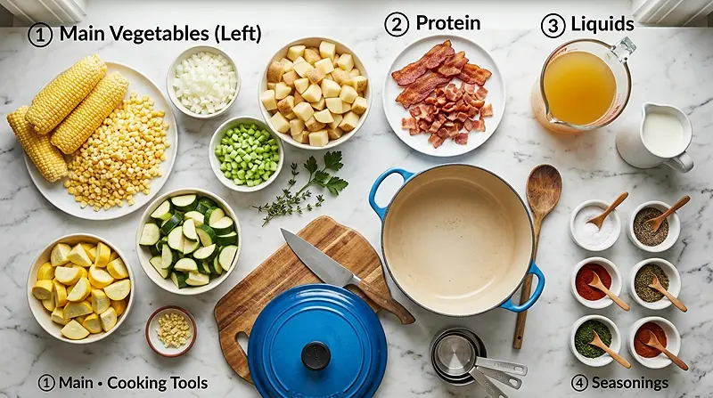Summer Corn and Zucchini Chowder 2 Summer Corn and Zucchini Chowder Ingredients