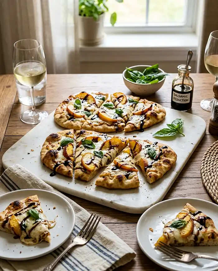 Peach & Basil Naan Bread Pizza 5 Summer Quick Dinners