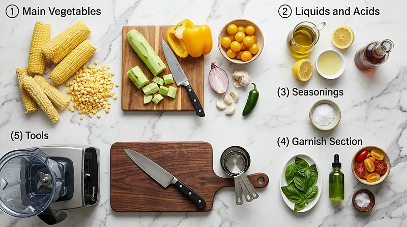Summer Sweet Corn Gazpacho Ingresients