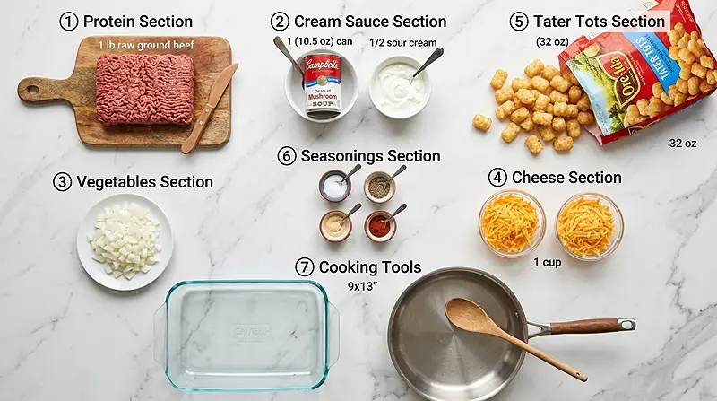 Tater Tot Casserole Recipe Ingredients
