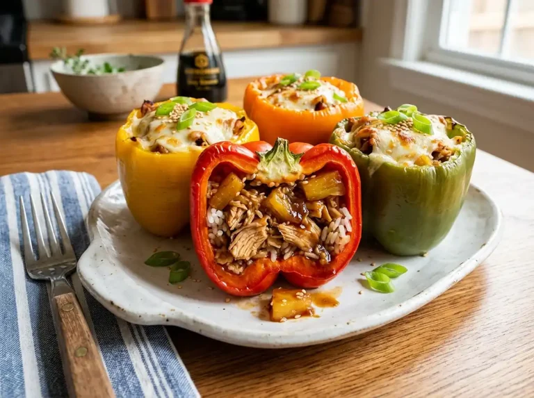 Teriyaki Pineapple Chicken and Rice Stuffed Peppers