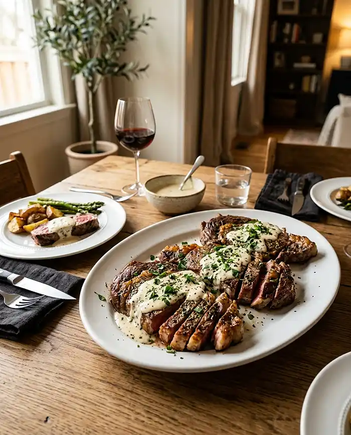 Garlic Butter Steak with Parmesan Cream Sauce 5 Tri Tip Steak Dinner Ideas