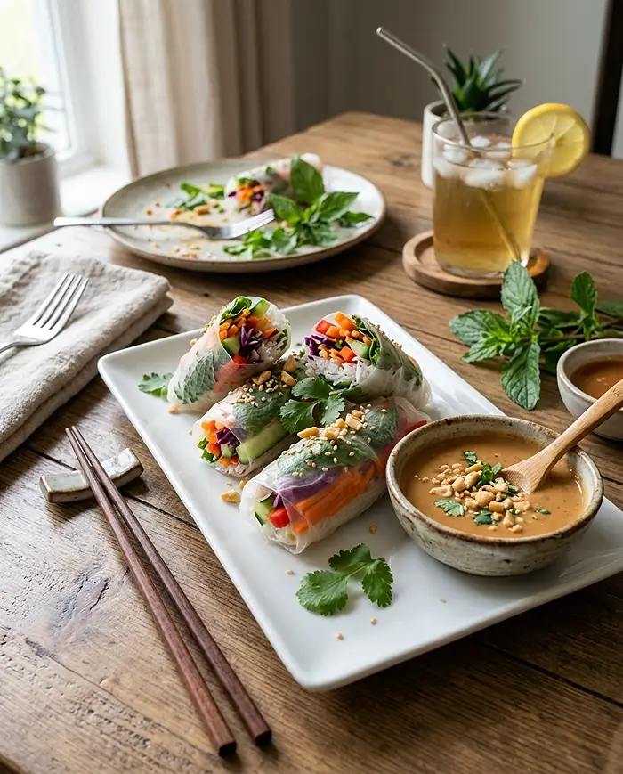 Vegetable Spring Rolls with Peanut Sauce 5 What Vegetables Go In Spring Rolls
