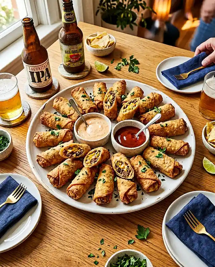 air fryer Crispy Cheeseburger Egg Rolls