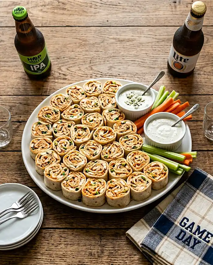 Buffalo Chicken Pinwheels (Tortilla Roll-Ups) 5 buffalo chicken pinwheels