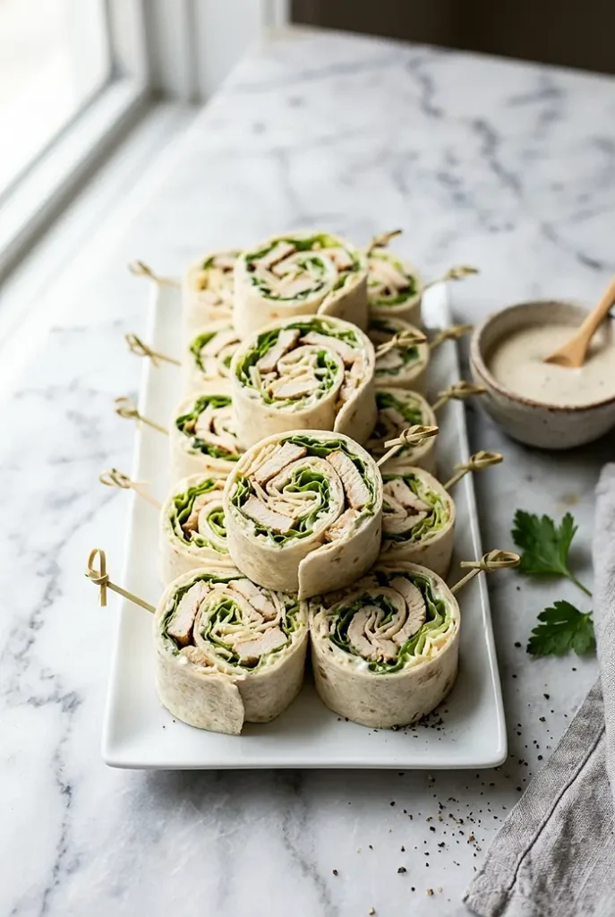 Chicken Caesar Wrap Bites (Pinwheels) 4 chicken caesar wrap