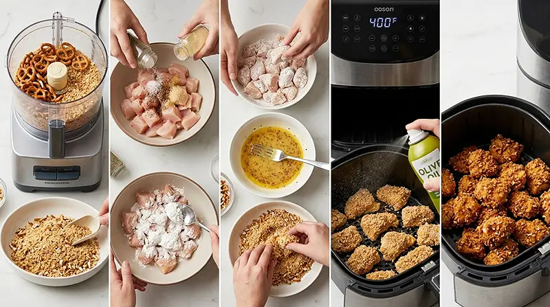 Crispy Pretzel Chicken Bites with Honey Mustard Dip 3 easy appetizer