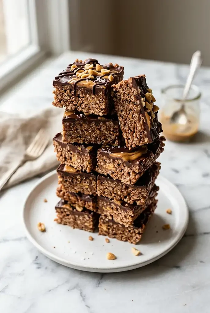 Chocolate Peanut Butter Rice Krispie Bars 4 rice krispie bars