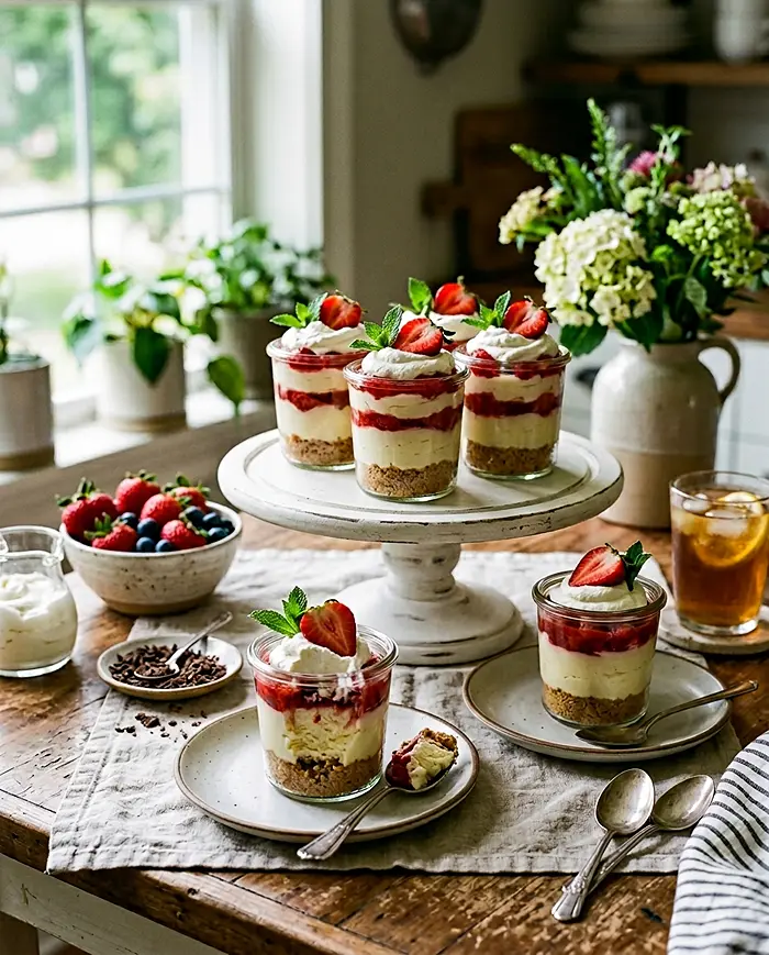 strawberry cheesecake cups (no-bake)