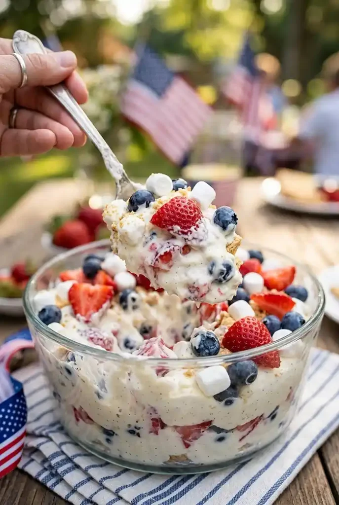 Red White & Blue Cheesecake Salad 4 4th Of July Candy Salad