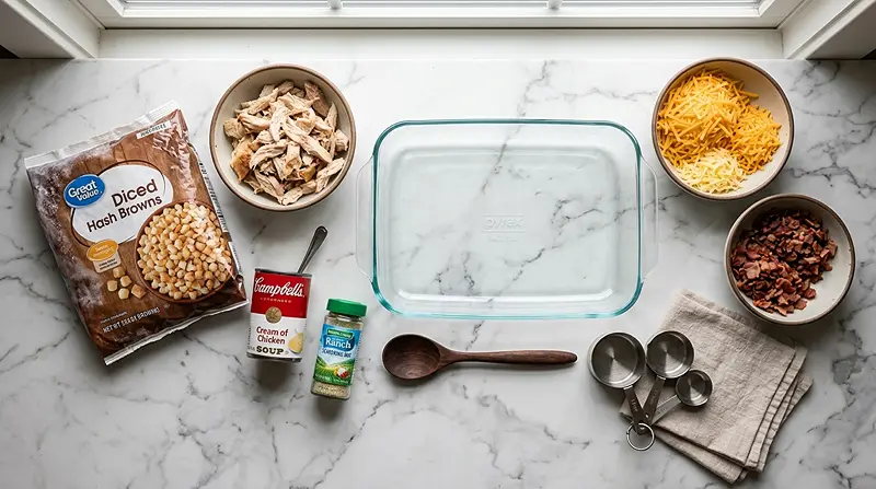 5-Ingredient Cheesy Chicken Bacon Ranch Potato Bake 2 5-Ingredient Cheesy Chicken Bacon Ranch Potato Bake Ingredients