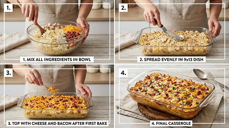 5-Ingredient Cheesy Chicken Bacon Ranch Potato Bake 3 5-Ingredient Cheesy Chicken Bacon Ranch Potato Bake Instructions