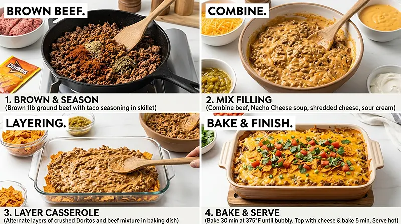 5-Ingredient Cheesy Dorito Taco Casserole 3 5-Ingredient Cheesy Dorito Taco Casserole Instructions