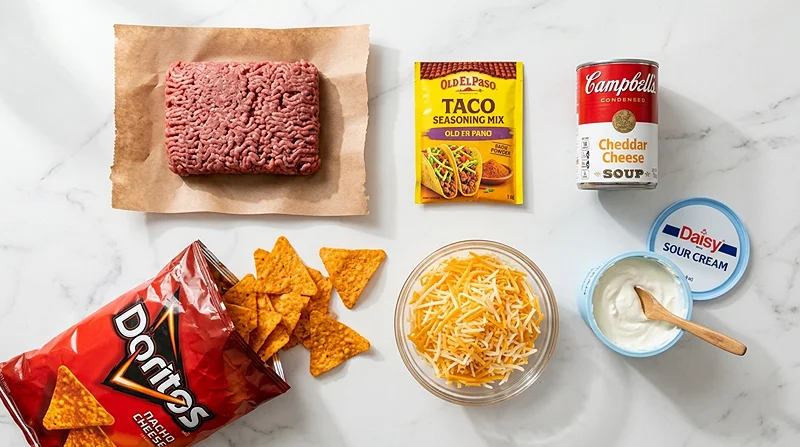 5-Ingredient Cheesy Dorito Taco Salad Casserole 2 5-Ingredient Cheesy Dorito Taco Salad Casserole Ingredients
