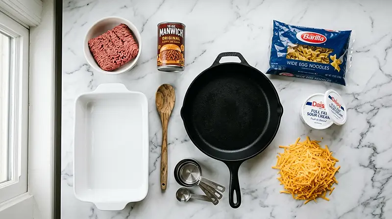 5-Ingredient Cheesy Sloppy Joe Noodle Casserole 2 5-Ingredient Cheesy Sloppy Joe Noodle Casserole Ingredients
