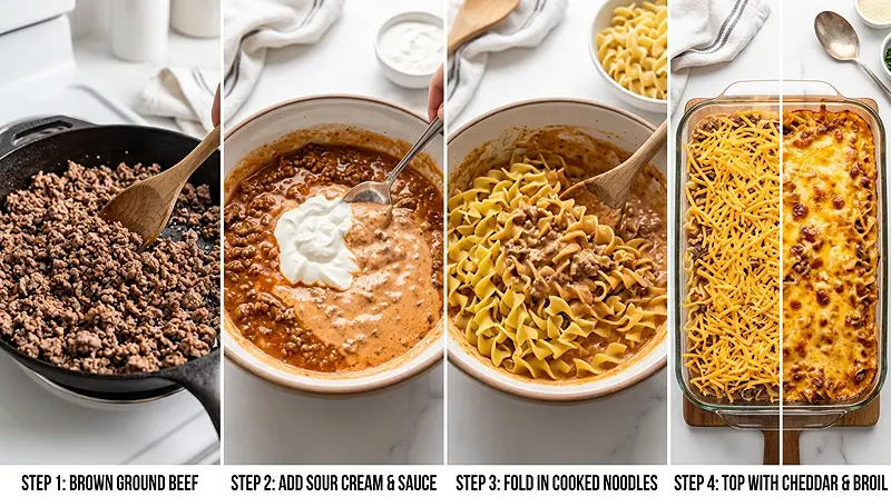 5-Ingredient Cheesy Sloppy Joe Noodle Casserole 3 5-Ingredient Cheesy Sloppy Joe Noodle Casserole Instructions