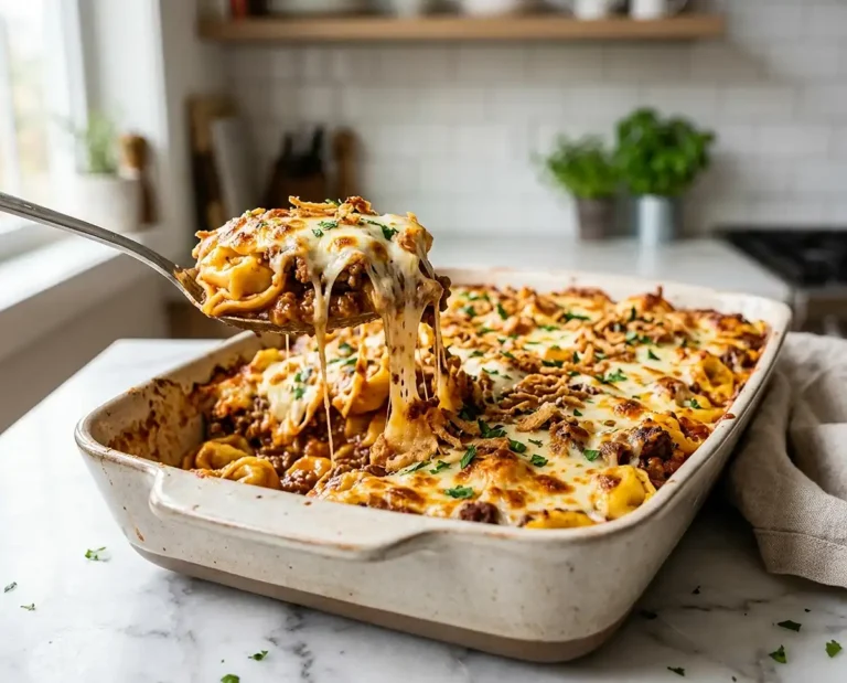 5-Ingredient Cheesy Sloppy Joe Tortellini Bake