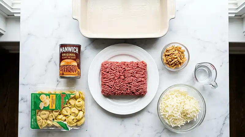 5-Ingredient Cheesy Sloppy Joe Tortellini Bake 2 5-Ingredient Cheesy Sloppy Joe Tortellini Bake Ingredients