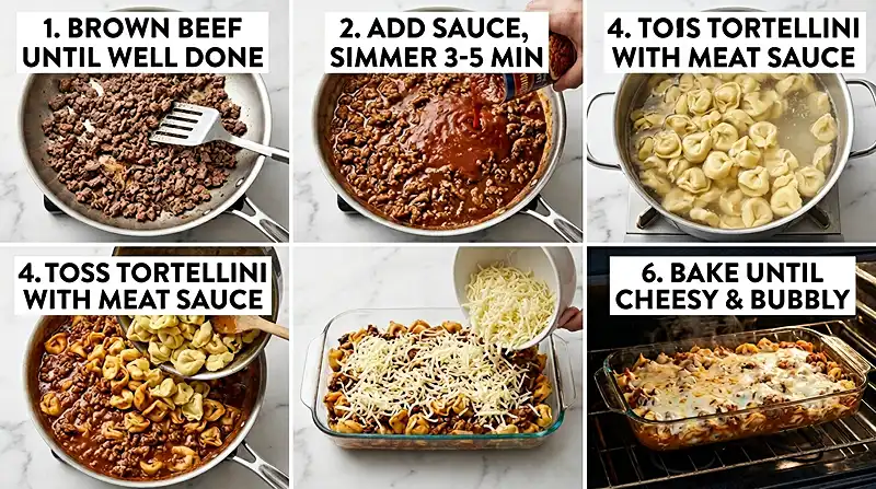 5-Ingredient Cheesy Sloppy Joe Tortellini Bake 3 5-Ingredient Cheesy Sloppy Joe Tortellini Bake Instructions