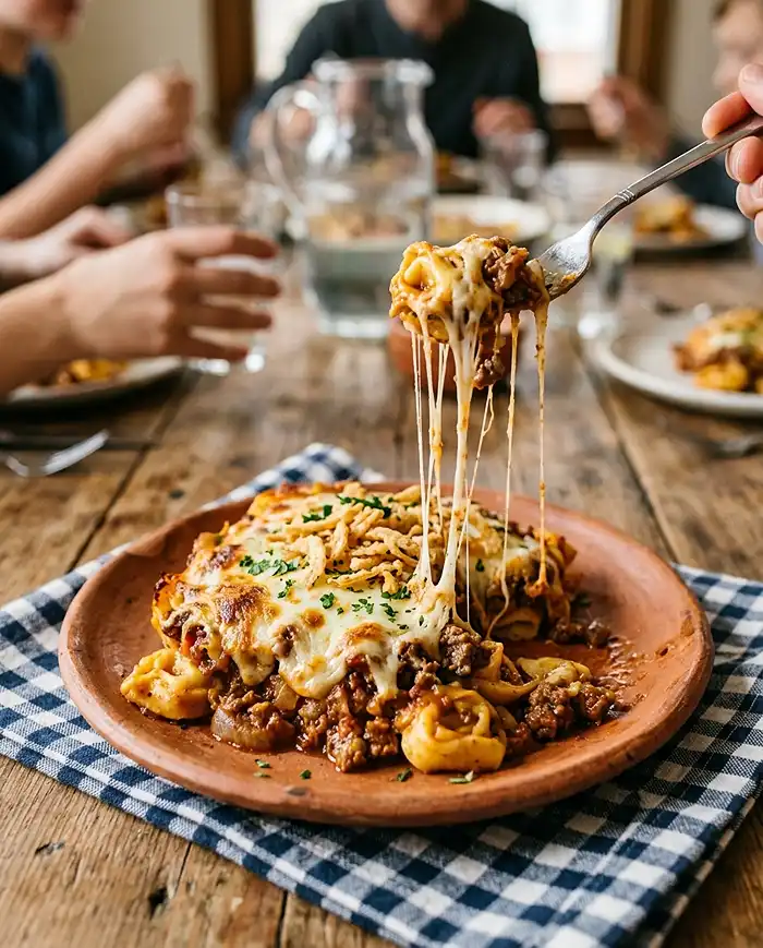 5-Ingredient Cheesy Sloppy Joe Tortellini Bake 4 5-Ingredient Cheesy Sloppy Joe Tortellini Bake Recipe