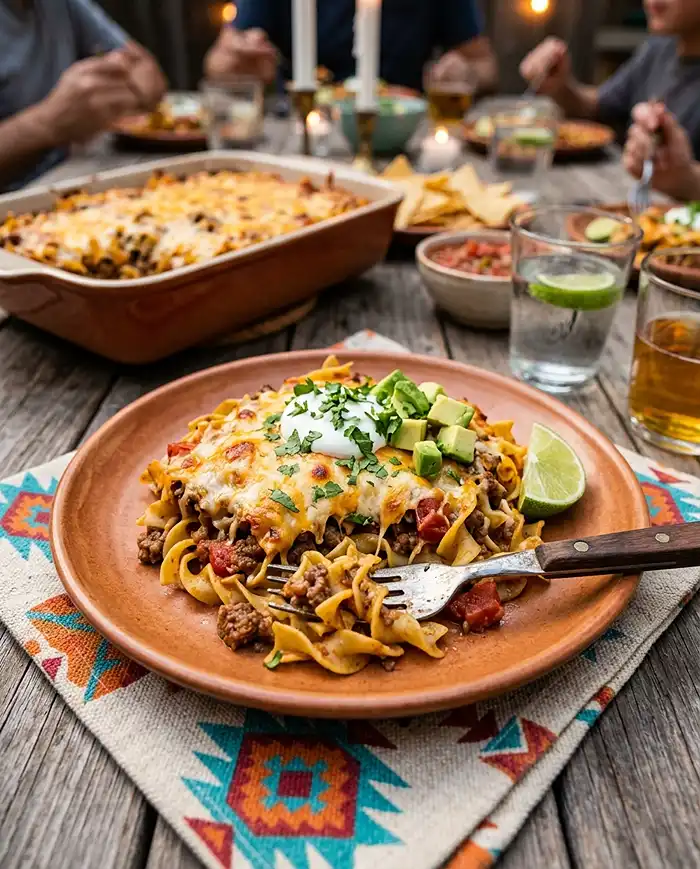 5-Ingredient Cheesy Taco Noodle Bake 4 5-Ingredient Cheesy Taco Noodle Bake Recipe