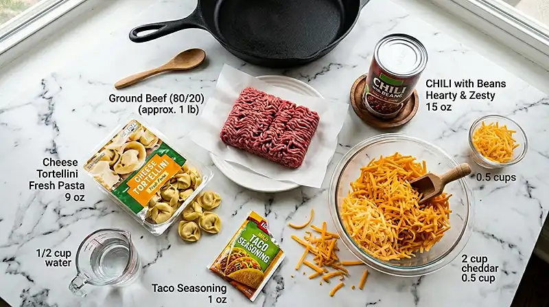 5-Ingredient Chili Cheese Tortellini 2 5-Ingredient Chili Cheese Tortellini Ingredients
