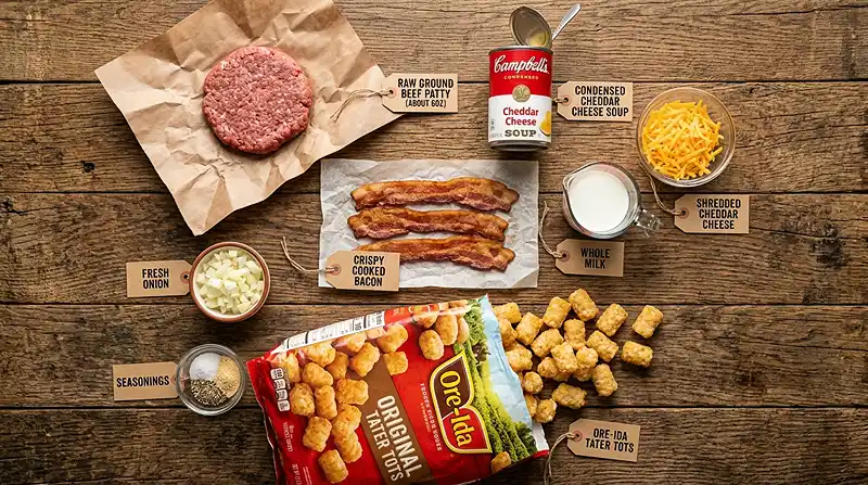 5-Ingredient Crockpot Bacon Cheeseburger Tater Tot Casserole Ingredients