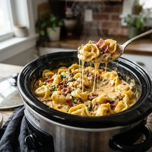 5-Ingredient Crockpot Bacon Cheeseburger Tortellini 6 5-Ingredient Crockpot Bacon Cheeseburger Tortellini