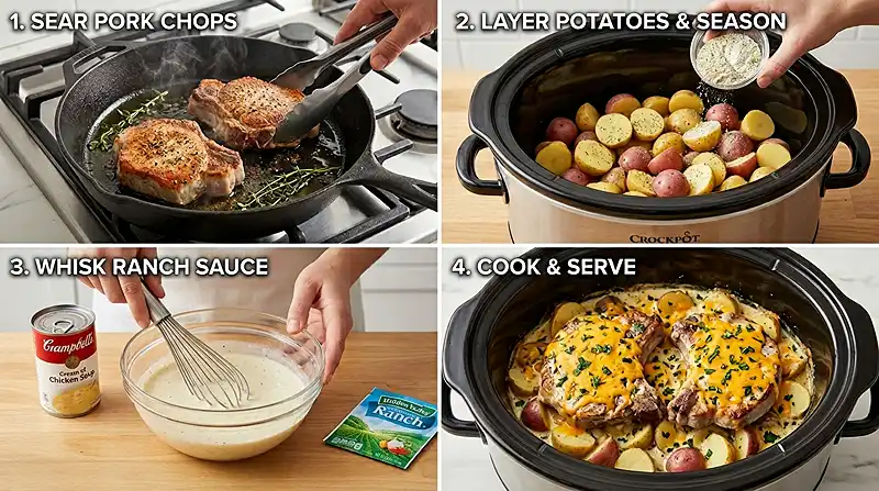 5-Ingredient Crockpot Creamy Ranch Pork Chops & Potatoes 2 5-Ingredient Crockpot Creamy Ranch Pork Chops & Potatoes Instructions