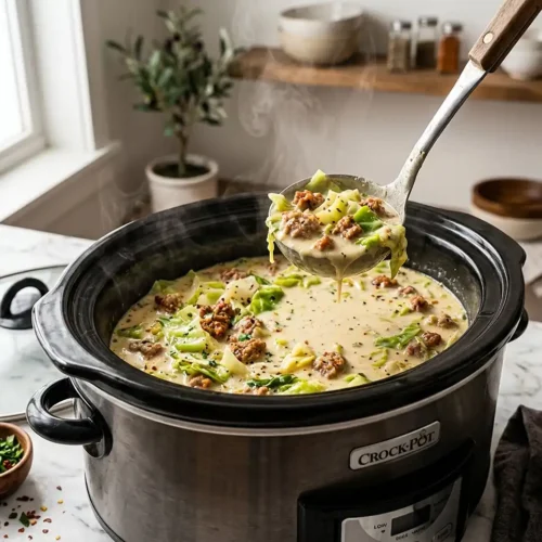 5-Ingredient Crockpot Creamy Sausage & Cabbage Soup 5 5-Ingredient Crockpot Creamy Sausage & Cabbage Soup
