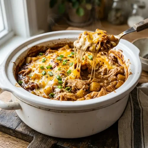 5-Ingredient Crockpot Smothered BBQ Chicken & Potatoes