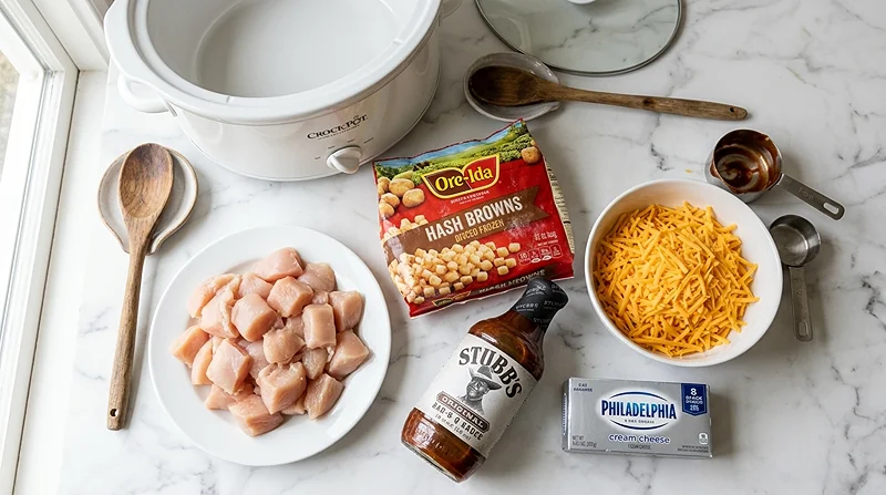 5-Ingredient Crockpot Smothered BBQ Chicken & Potatoes Ingredients