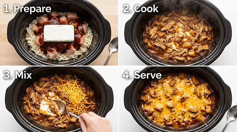 5-Ingredient Crockpot Smothered BBQ Chicken & Potatoes Instructions