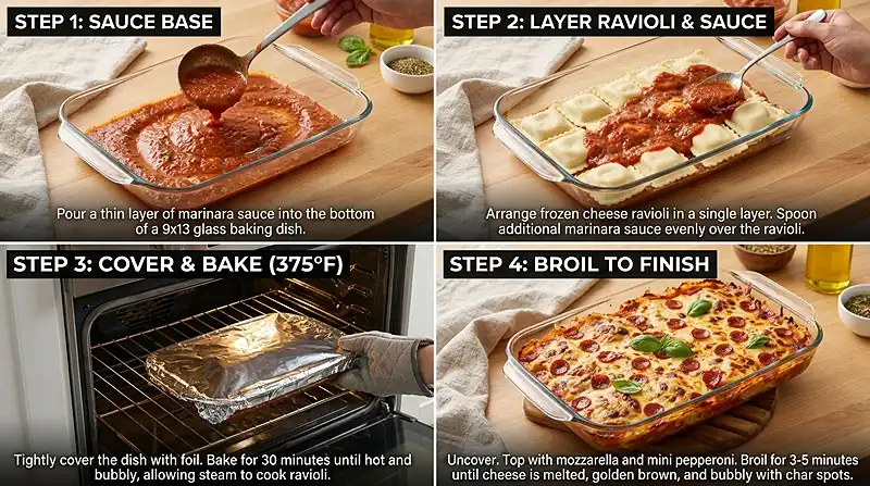 5-Ingredient Dump-and-Bake Pepperoni Pizza Ravioli 3 5-Ingredient Dump-and-Bake Pepperoni Pizza Ravioli Instructions