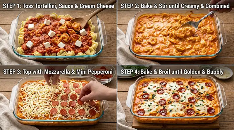 5-Ingredient Dump-and-Bake Pizza Tortellini Casserole 3 5-Ingredient Dump-and-Bake Pizza Tortellini Casserole instructions