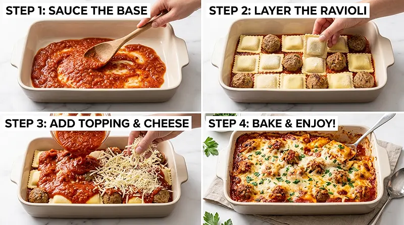 5-Ingredient Lazy Lasagna Ravioli Bake Instructions