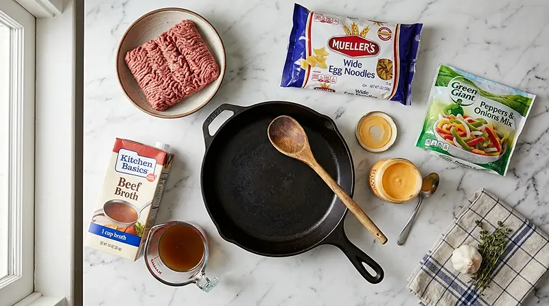 5-Ingredient One-Pot Philly Cheesesteak Noodle Skillet 2 5-Ingredient One-Pot Philly Cheesesteak Noodle Skillet Ingredients