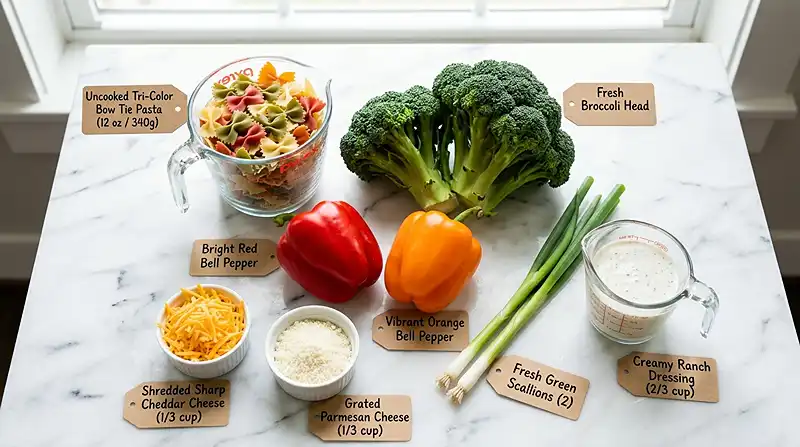 Broccoli Ranch Pasta Salad Ingredients
